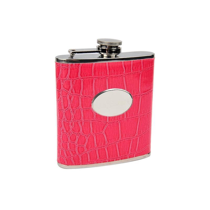Pink Eel Skin Flask with Engraving Plate - VirtuousWares:Global
