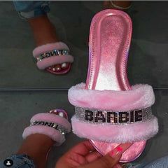 Pink Faux Fur Slides - VirtuousWares:Global