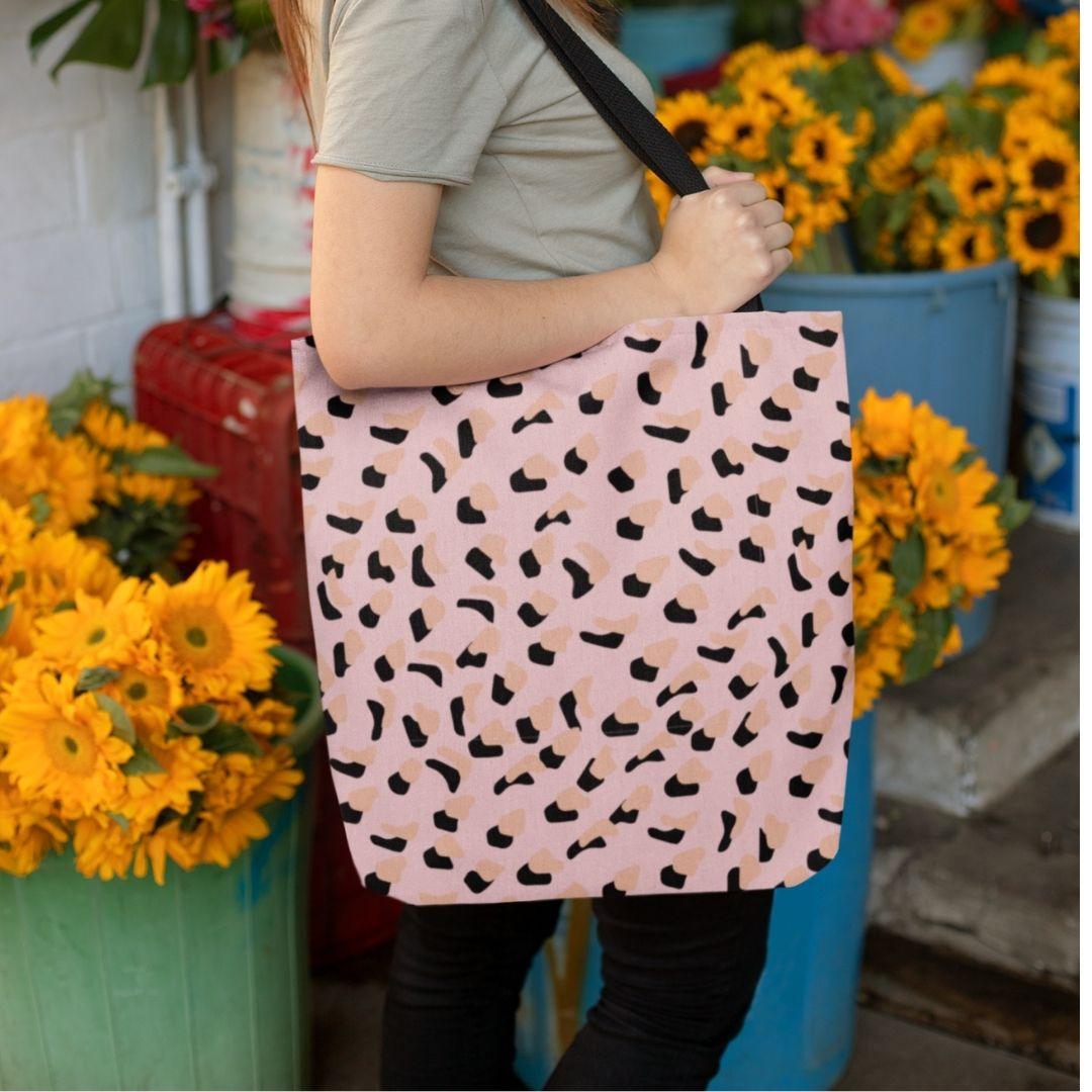 Pink Leopard Print Shopper Tote Bag Medium - VirtuousWares:Global