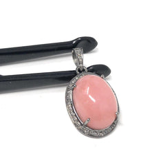 Pink Opal Pendant, Gemstone Pendant, Silver Pendant, Pink Opal Diamond - VirtuousWares:Global