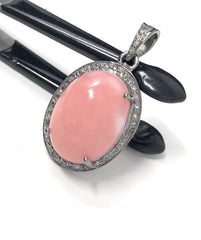 Pink Opal Pendant, Gemstone Pendant, Silver Pendant, Pink Opal Diamond - VirtuousWares:Global