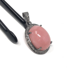 Pink Opal Pendant, Gemstone Pendant, Silver Pendant, Pink Opal Diamond - VirtuousWares:Global