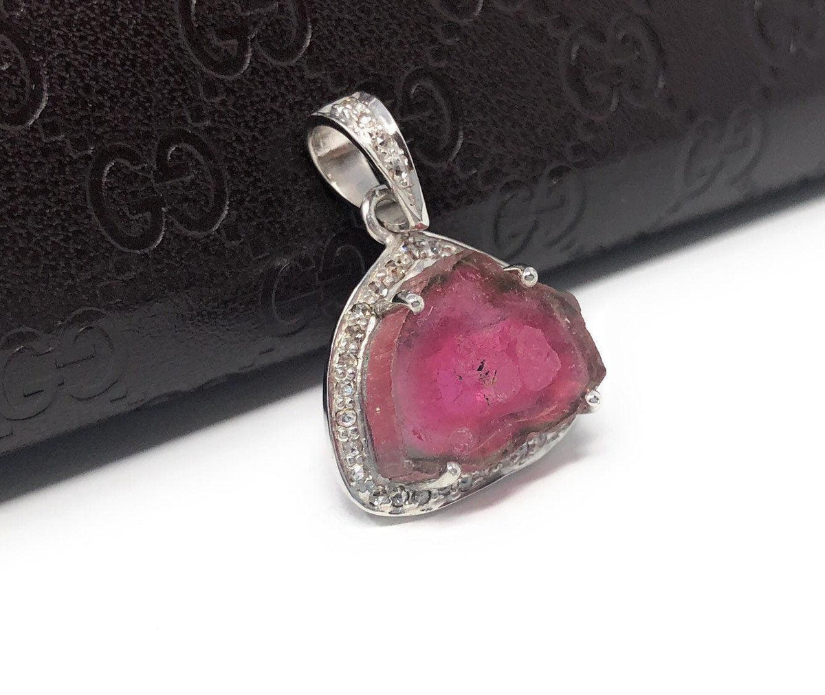Pink Tourmaline Pendant, Gemstone Pendant, Sterling Silver Tourmaline - VirtuousWares:Global