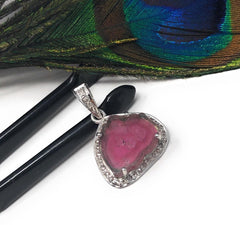 Pink Tourmaline Pendant, Gemstone Pendant, Sterling Silver Tourmaline - VirtuousWares:Global