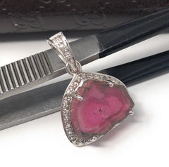 Pink Tourmaline Pendant, Gemstone Pendant, Sterling Silver Tourmaline - VirtuousWares:Global