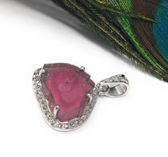 Pink Tourmaline Pendant, Gemstone Pendant, Sterling Silver Tourmaline - VirtuousWares:Global