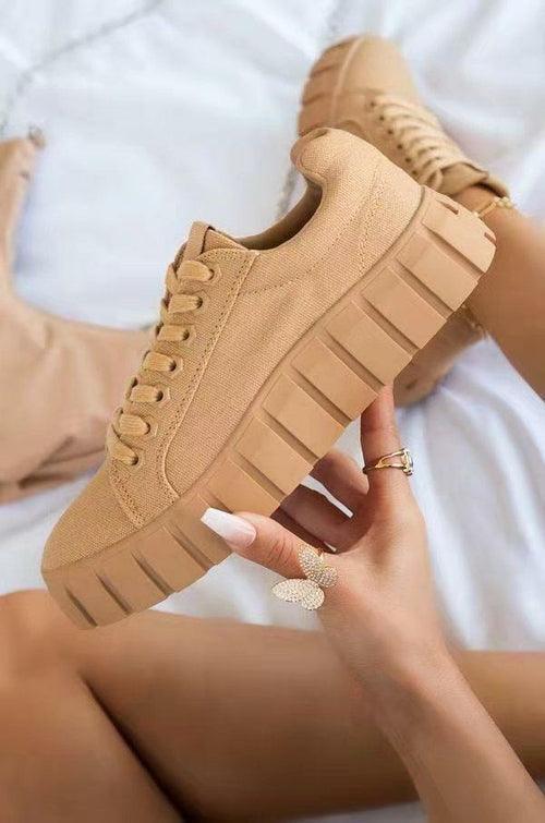 Pinterest Women Sneaker Light Breathble Vulcanized Shoes Platform Lace - VirtuousWares:Global