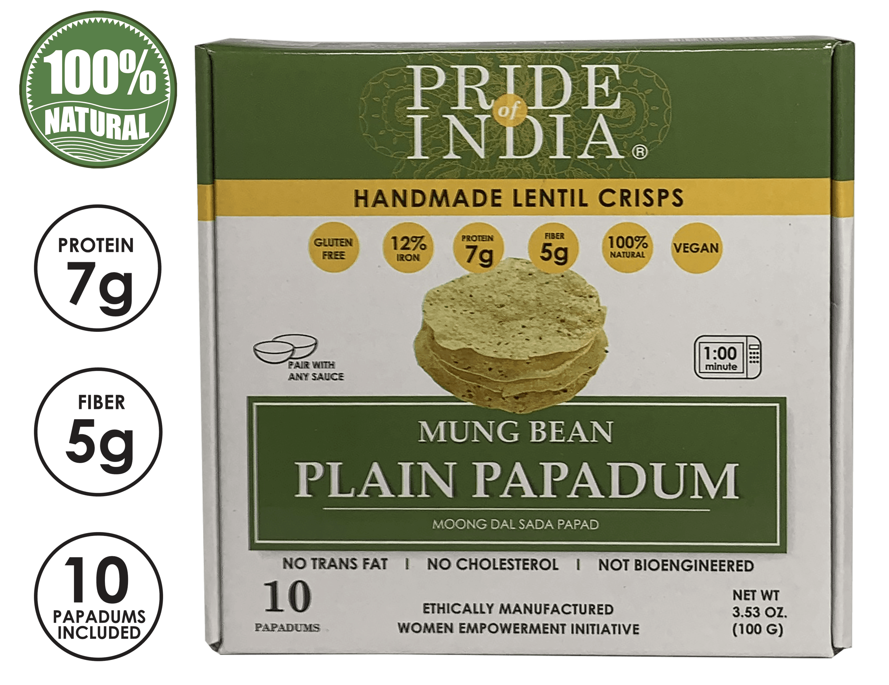Plain Mung Bean Sada Papadum Lentil Crisp - VirtuousWares:Global