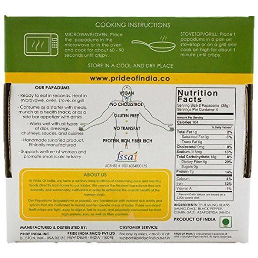 Plain Mung Bean Sada Papadum Lentil Crisp - VirtuousWares:Global