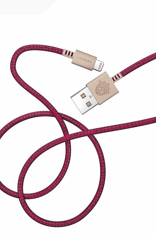 Plum iPhone Lightning cable · 2 meter · Made of recycled fishing nets - VirtuousWares:Global