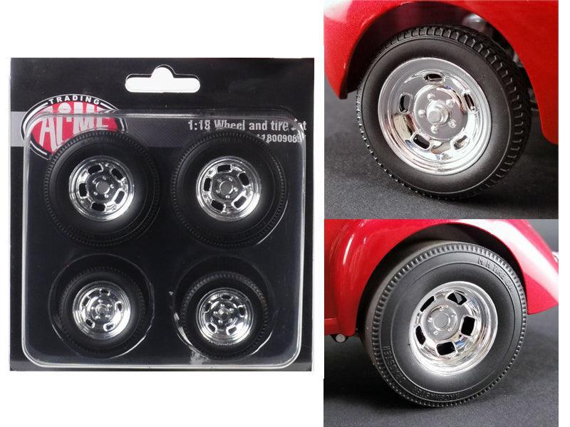 Polished Drag Wheels and Tires 4 pcs Set from 1941 Gasser 1/18 by Acme - VirtuousWares:Global