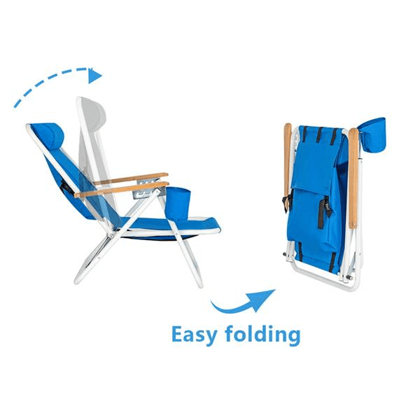 Portable High Strength Beach Chair with Adjustable Headrest - VirtuousWares:Global