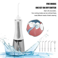 Portable Oral Irrigator 5 Modes Rechargeable Dental Water Jet 6 - VirtuousWares:Global