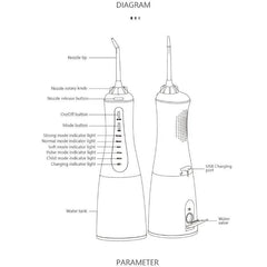 Portable Oral Irrigator 5 Modes Rechargeable Dental Water Jet 6 - VirtuousWares:Global