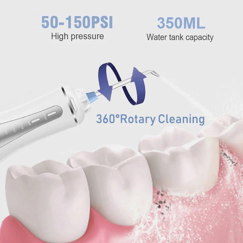 Portable Oral Irrigator 5 Modes Rechargeable Dental Water Jet 6 - VirtuousWares:Global