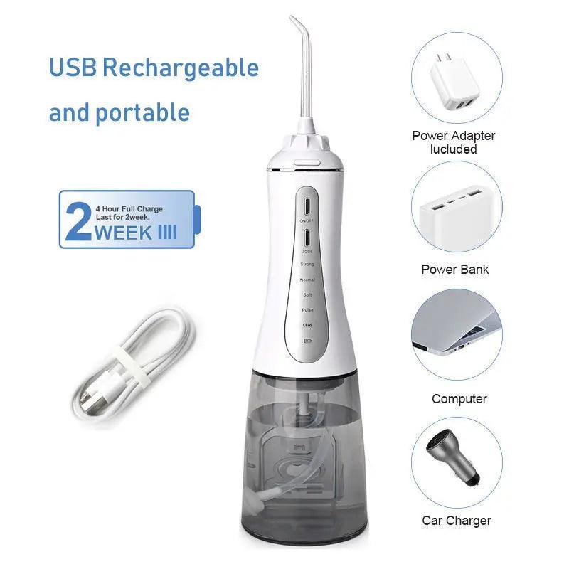 Portable Oral Irrigator 5 Modes Rechargeable Dental Water Jet 6 - VirtuousWares:Global