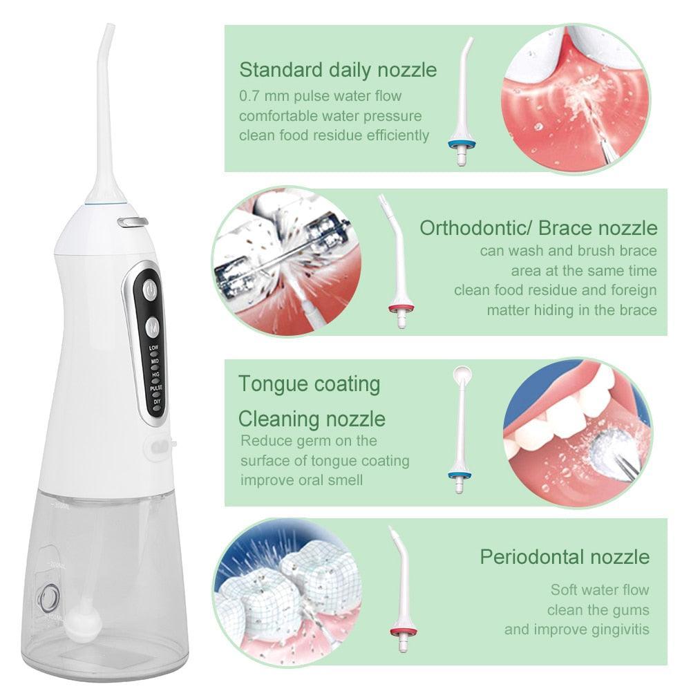 Portable Oral Irrigator Dental Water Flosser Device Thread Teeth - VirtuousWares:Global