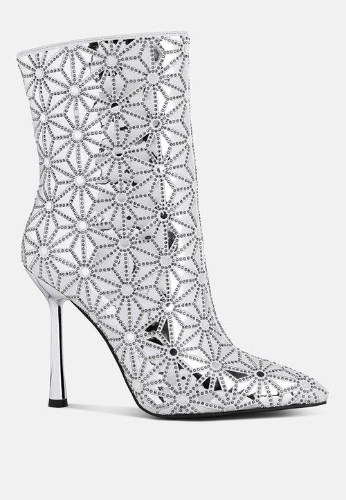 precious mirror embellished high ankle boots - VirtuousWares:Global