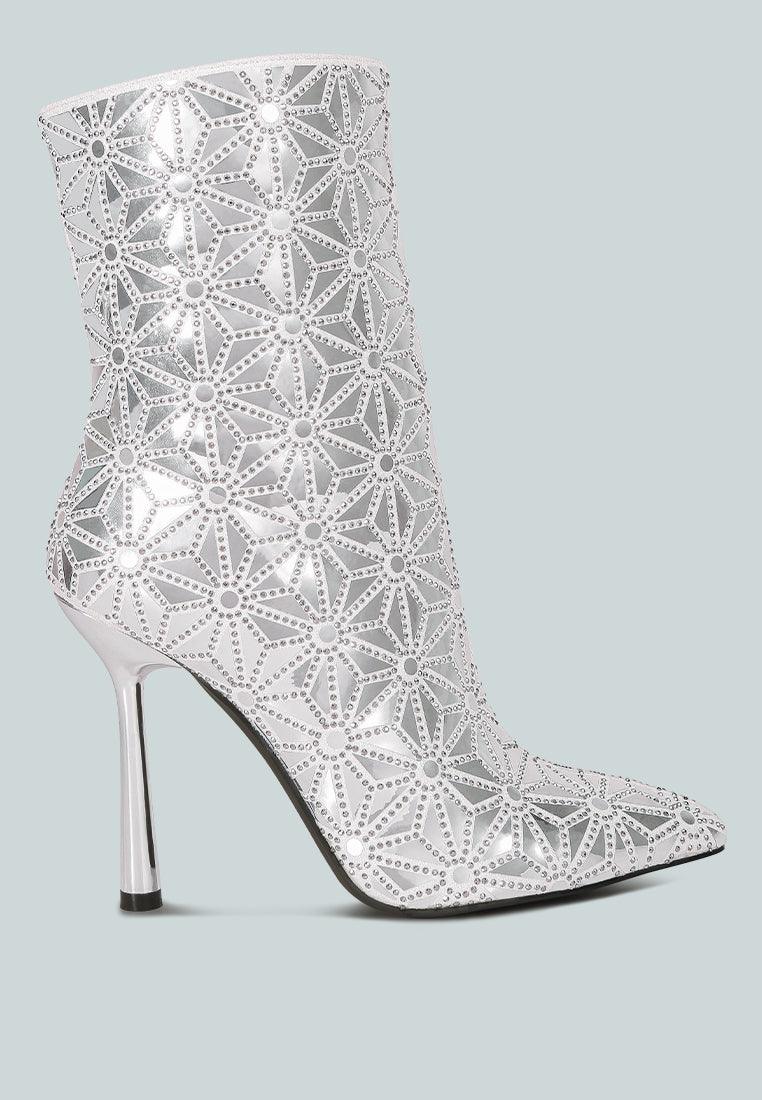 precious mirror embellished high ankle boots - VirtuousWares:Global