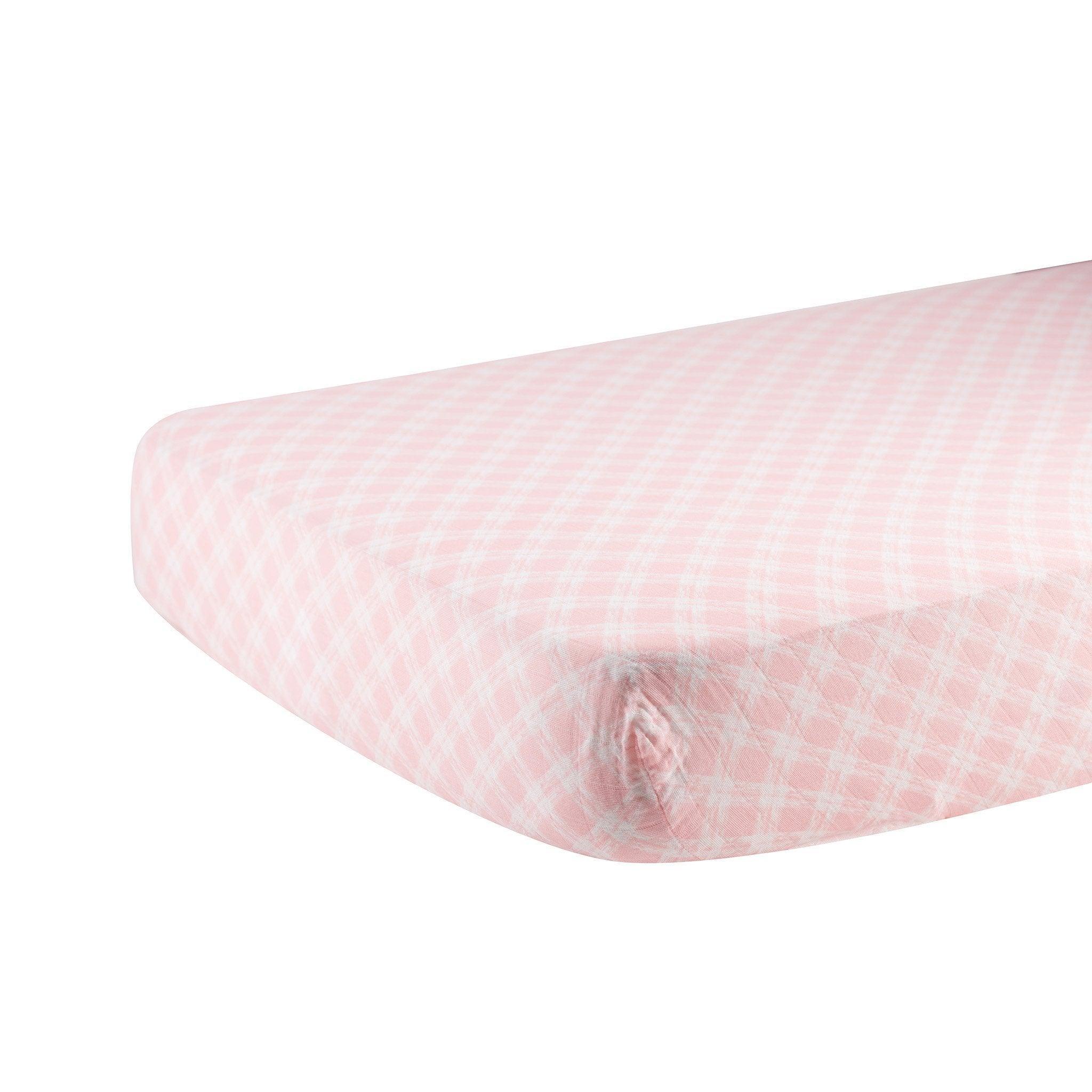 Primrose Pink Plaid Cotton Muslin Crib Sheet - VirtuousWares:Global