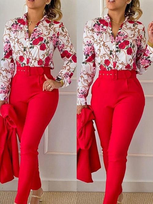 Print Shirt Tops &High Waist Pants - VirtuousWares:Global