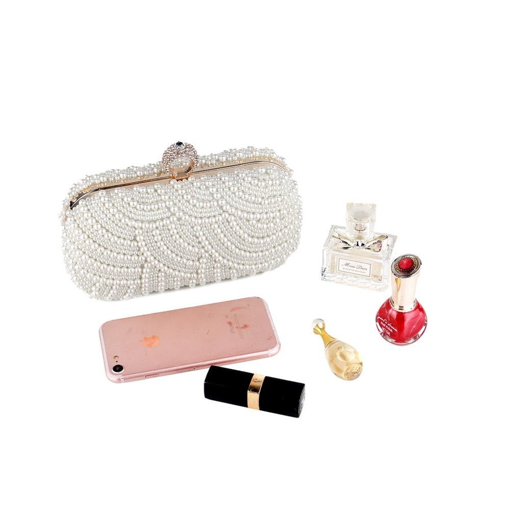 Finger Ring Diamonds Women Evening Bags Beaded Embroidery Clutch Chain