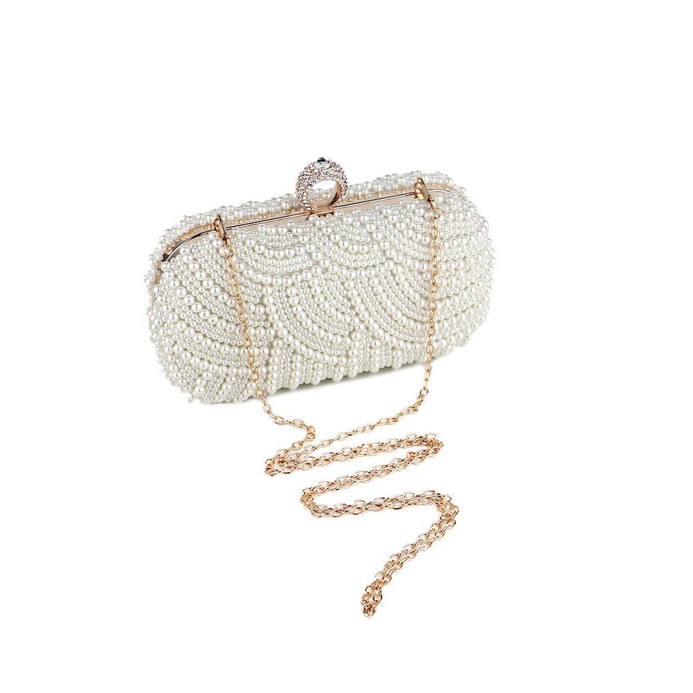 Finger Ring Diamonds Women Evening Bags Beaded Embroidery Clutch Chain