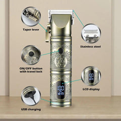 Professional All Metal Cordless Hair Trimmer For Men Electric Beard & - VirtuousWares:Global