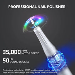 Professional Nail Drill Machine 35000RPM Speeds Rechargeable Manicure - VirtuousWares:Global