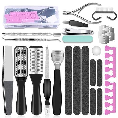 Professional Pedicure Tools Set 23 in 1 Stainless Steel Foot Care Kit - VirtuousWares:Global