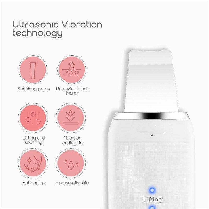 Professional Ultrasonic Skin Scrubber Ion Deep Face Cleaning Peeling - VirtuousWares:Global