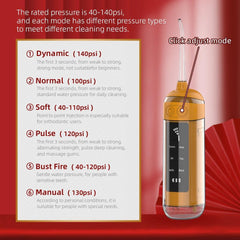 Pull-out Water Dental Flosser Oral Irrigator Rechargeable 180ML Tank - VirtuousWares:Global