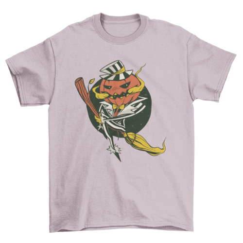 Pumpkin broom halloween t-shirt - VirtuousWares:Global