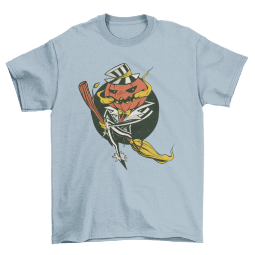 Pumpkin broom halloween t-shirt - VirtuousWares:Global