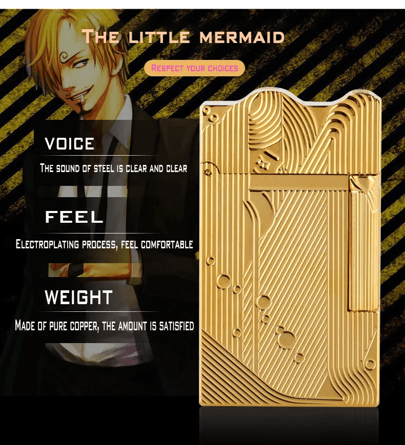 Pure copper One Piece King Gold Sleeping Mermaid Cigarette Lighter - VirtuousWares:Global