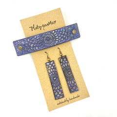 Purple Mandala Shimmer Barrette and Earring Gift Set - VirtuousWares:Global