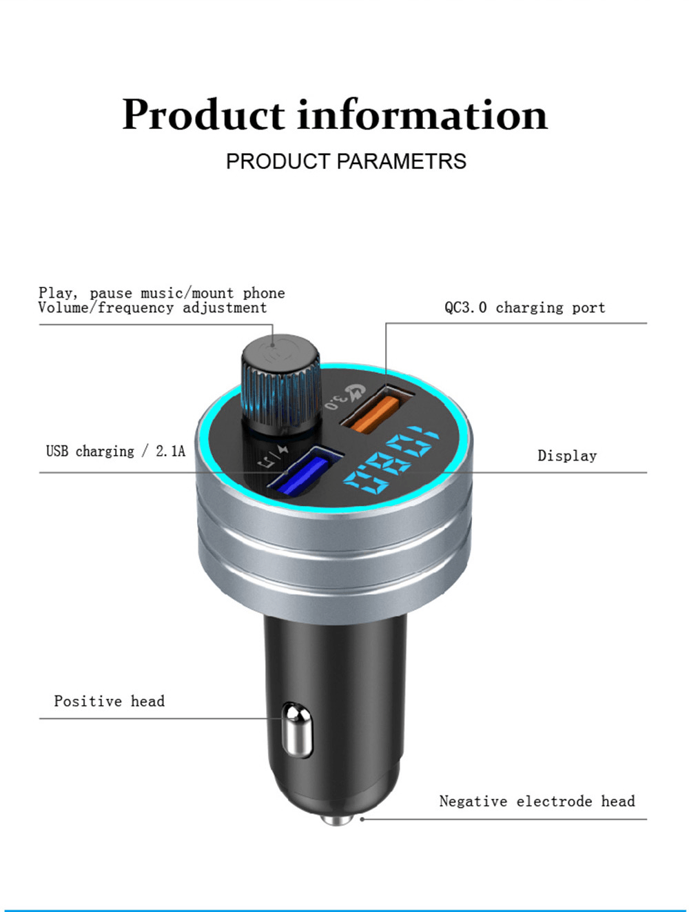 QC 3.0 Dual USB Fast Car Charger with Bluetooth Mp3 Player - VirtuousWares:Global