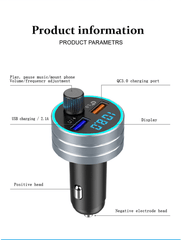 QC 3.0 Dual USB Fast Car Charger with Bluetooth Mp3 Player - VirtuousWares:Global