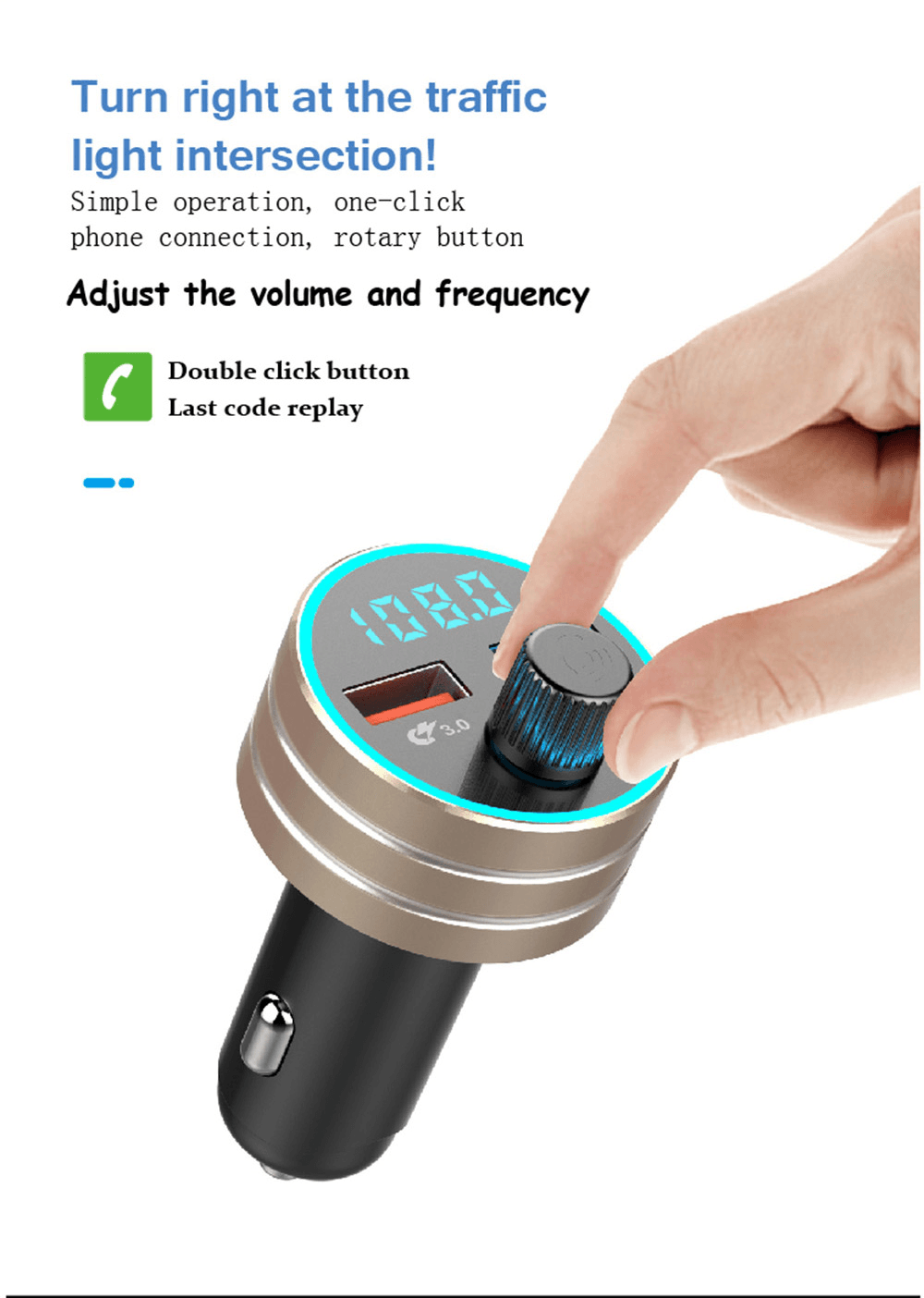 QC 3.0 Dual USB Fast Car Charger with Bluetooth Mp3 Player - VirtuousWares:Global