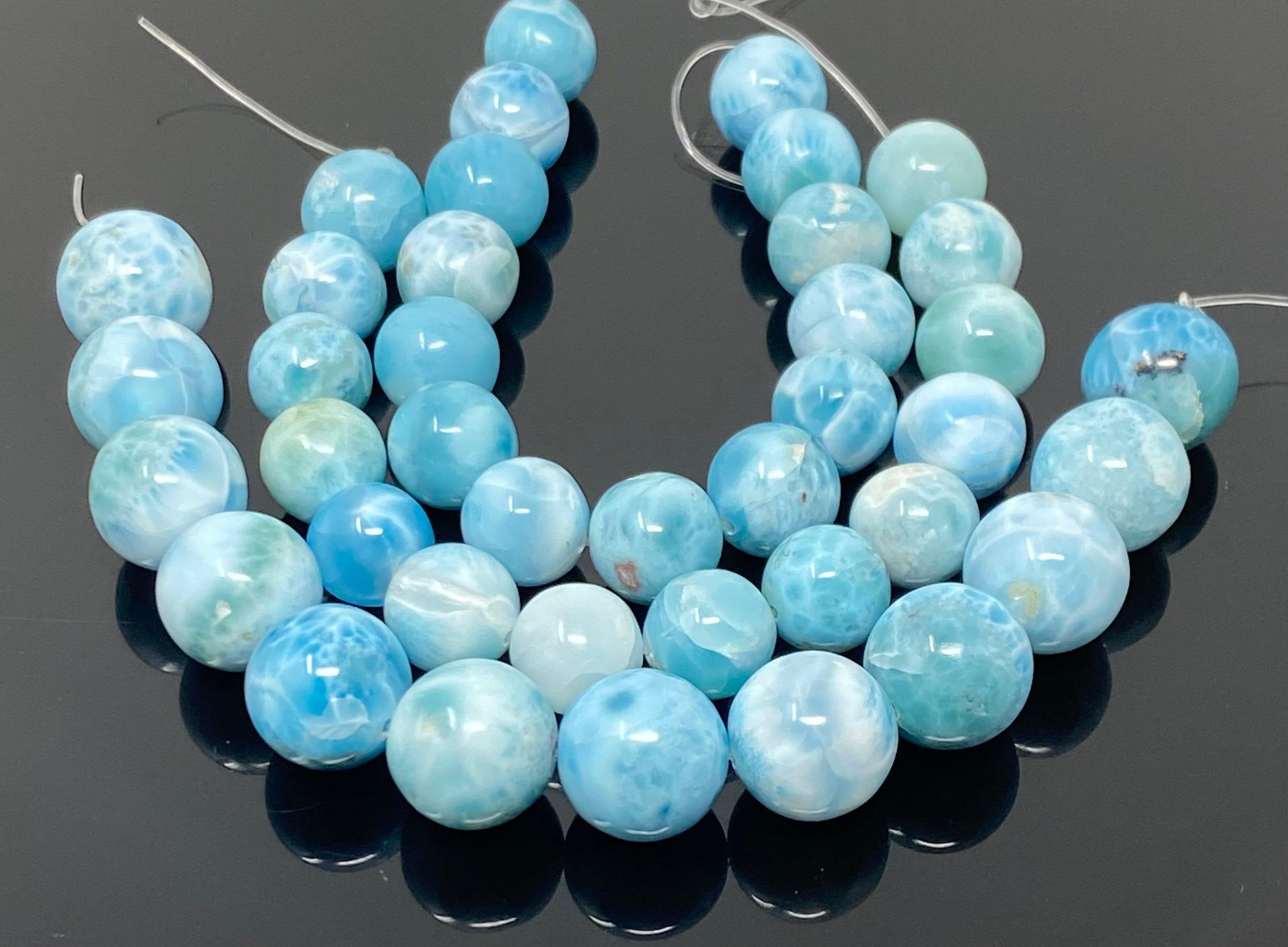 Rare Larimar Gemstone Beads, Genuine Dominican Republic Larimar Large - VirtuousWares:Global