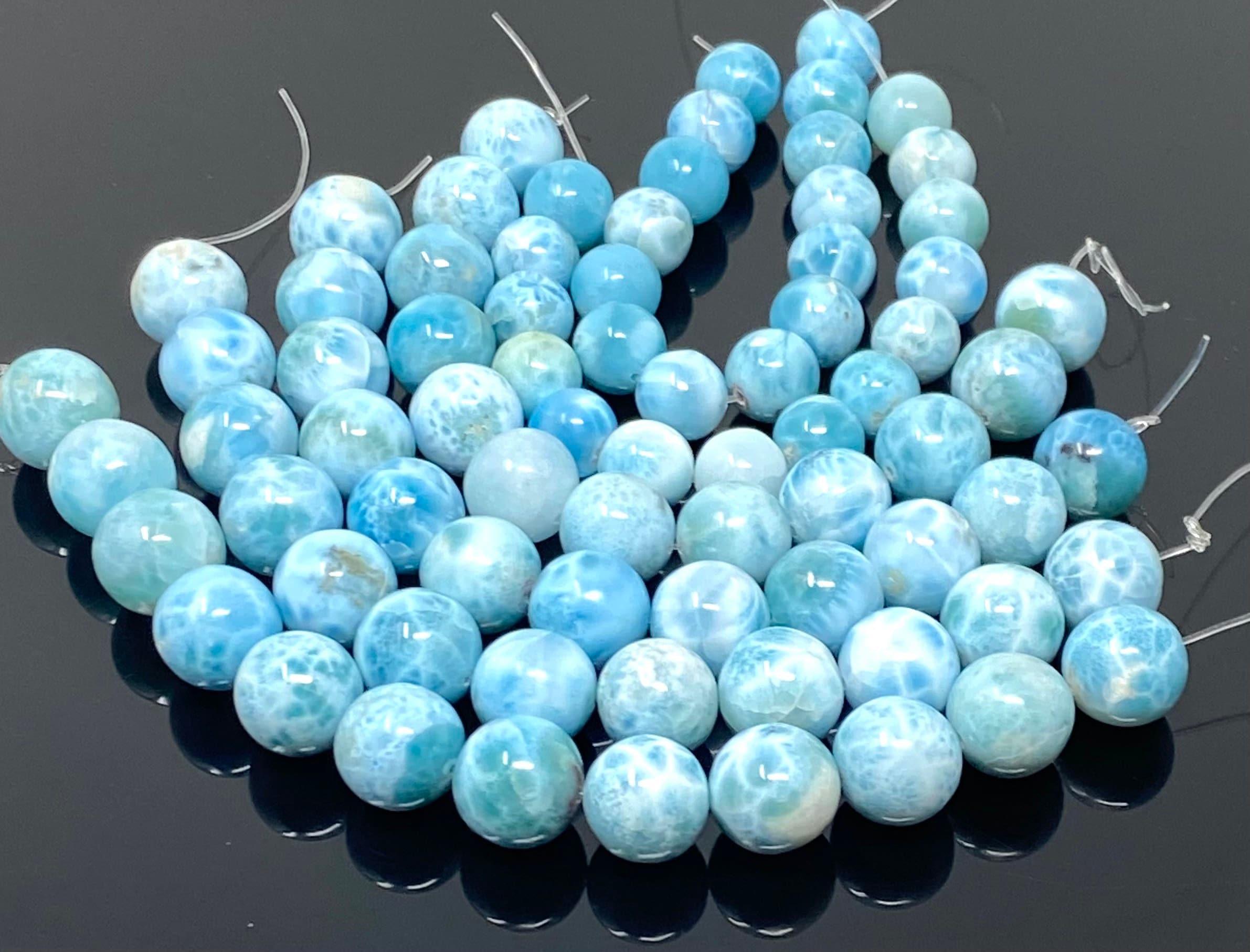 Rare Larimar Gemstone Beads, Genuine Dominican Republic Larimar Large - VirtuousWares:Global