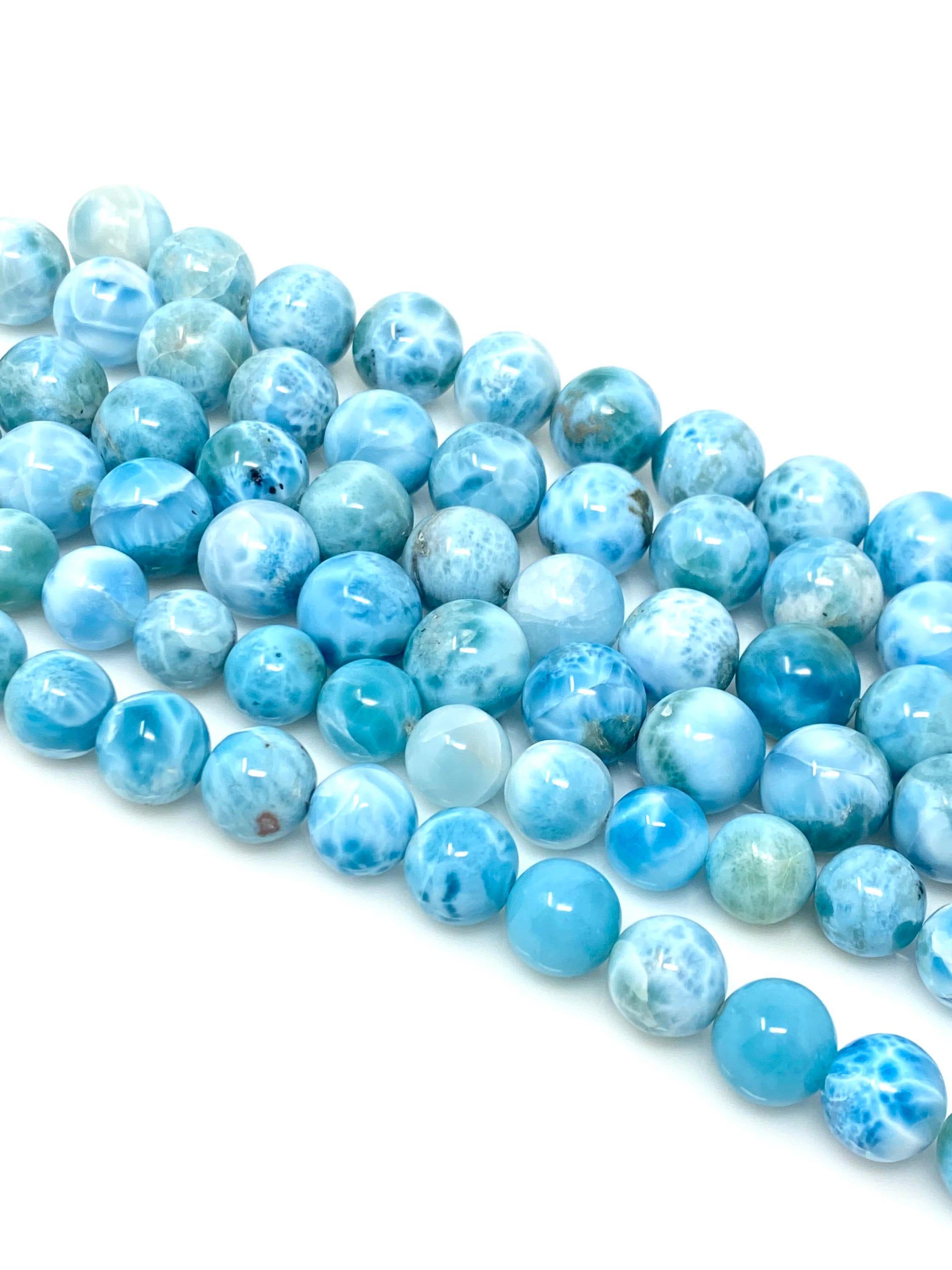 Rare Larimar Gemstone Beads, Genuine Dominican Republic Larimar Large - VirtuousWares:Global