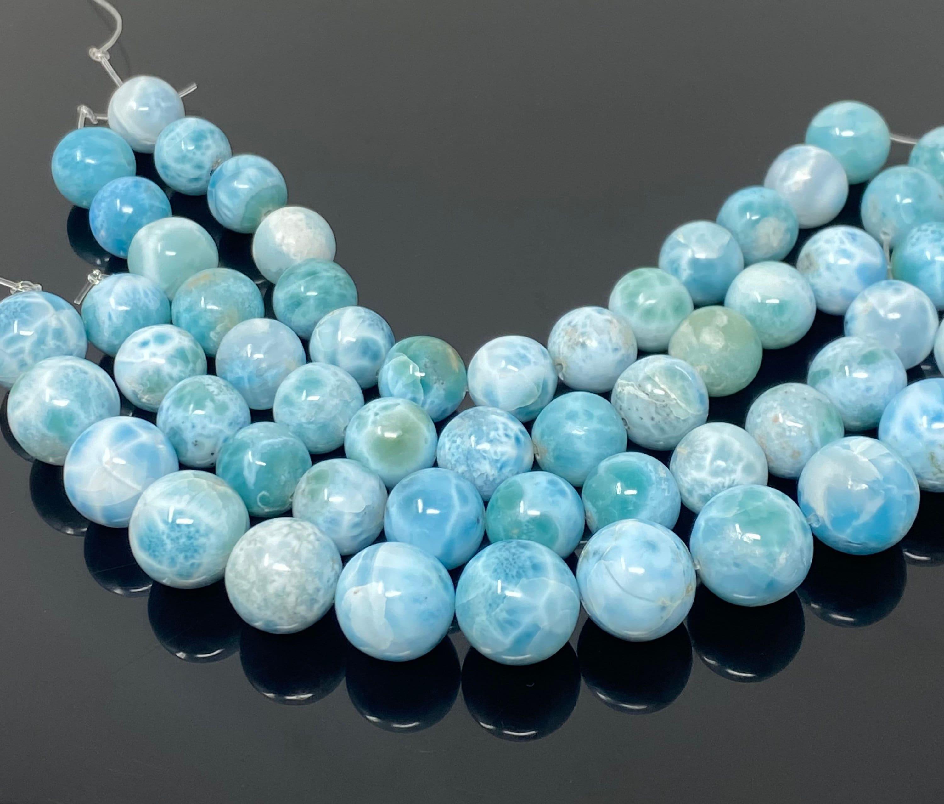 Rare Larimar Gemstone Beads, Genuine Dominican Republic Larimar Large - VirtuousWares:Global