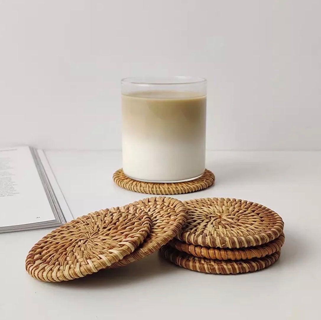 Rattan Coasters, Table Décor Set of 4 - VirtuousWares:Global