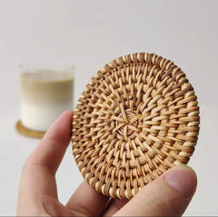 Rattan Coasters, Table Décor Set of 4 - VirtuousWares:Global