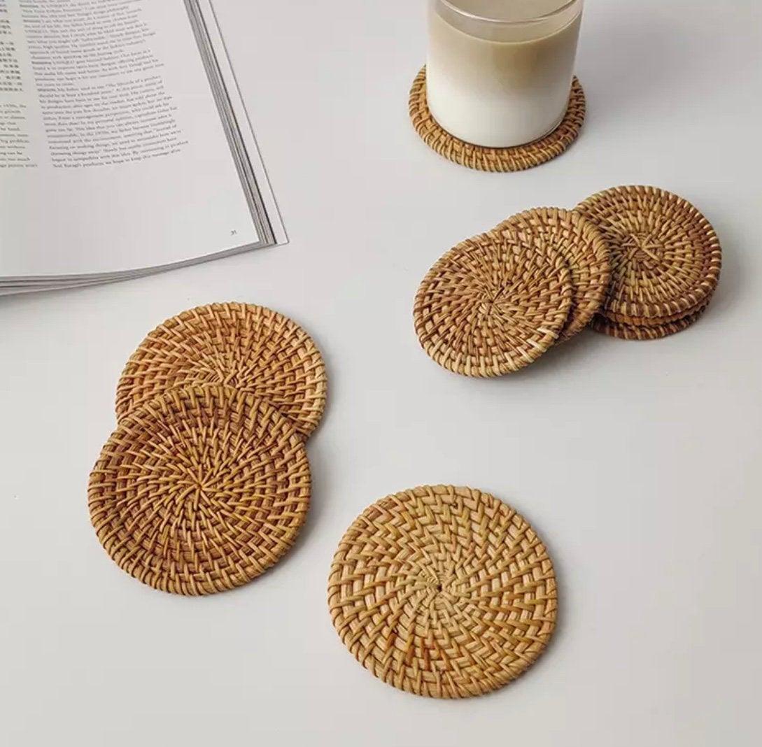 Rattan Coasters, Table Décor Set of 4 - VirtuousWares:Global