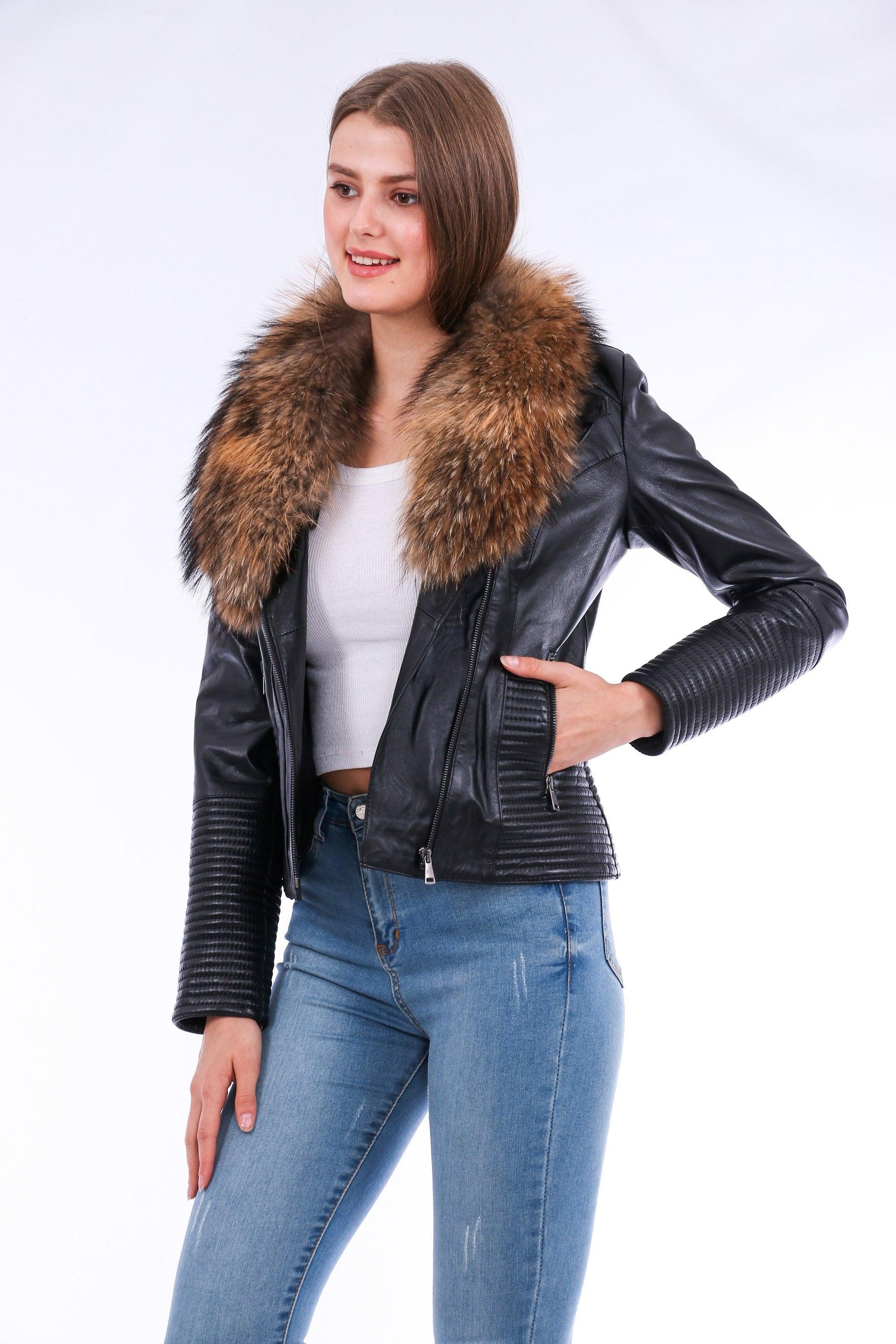 Ravenna Leather Biker Jacket - Black - VirtuousWares:Global