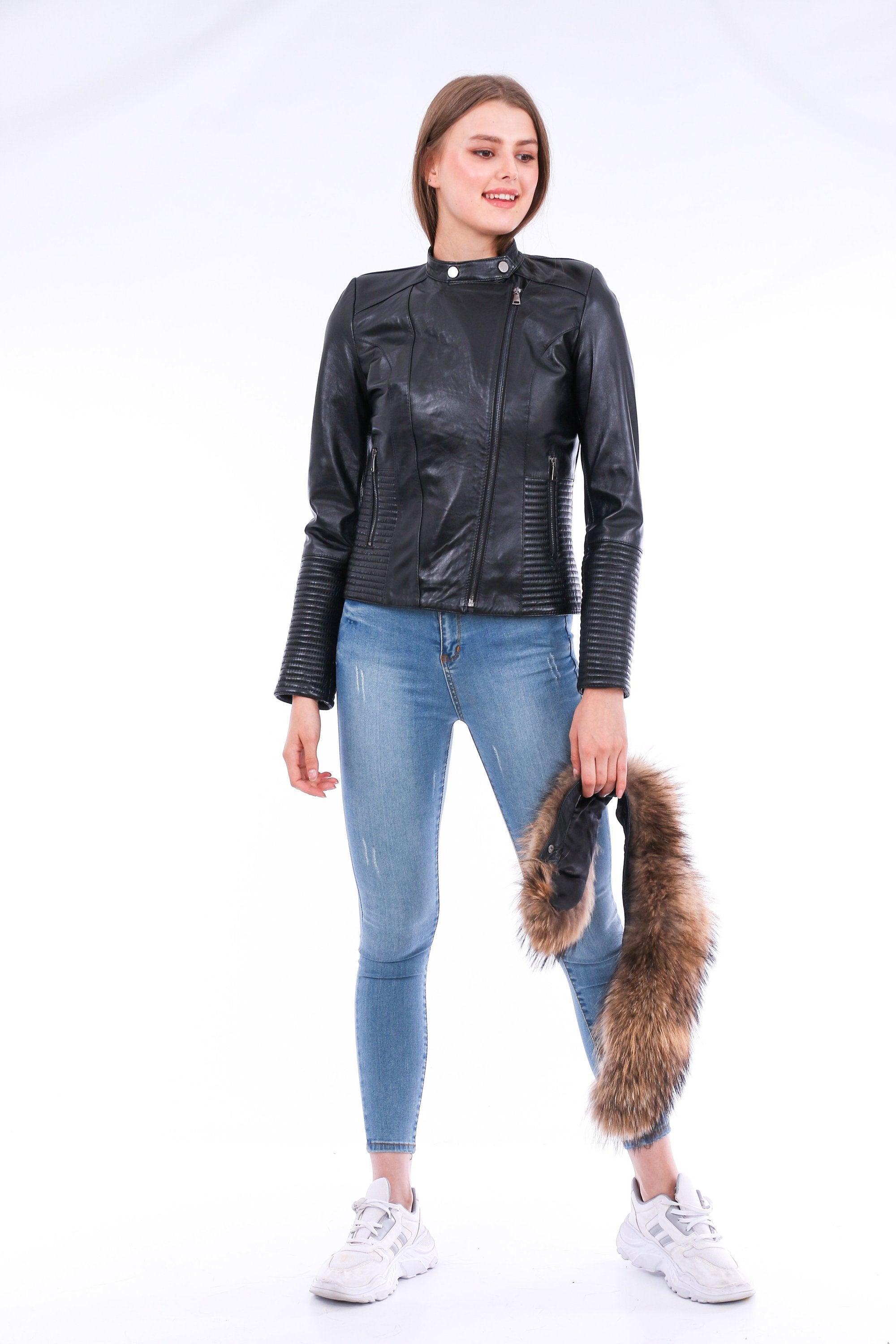 Ravenna Leather Biker Jacket - Black - VirtuousWares:Global