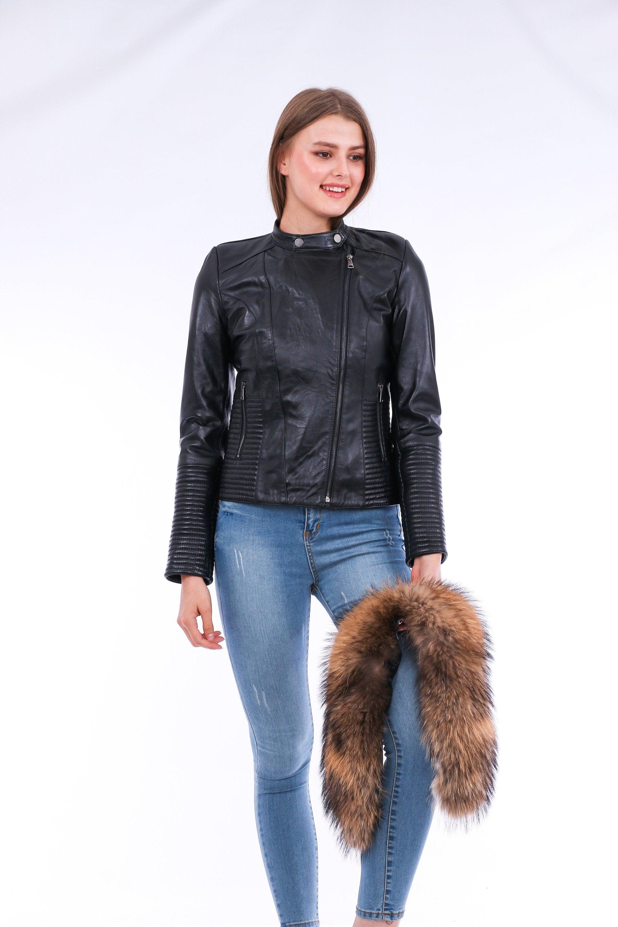 Ravenna Leather Biker Jacket - Black - VirtuousWares:Global