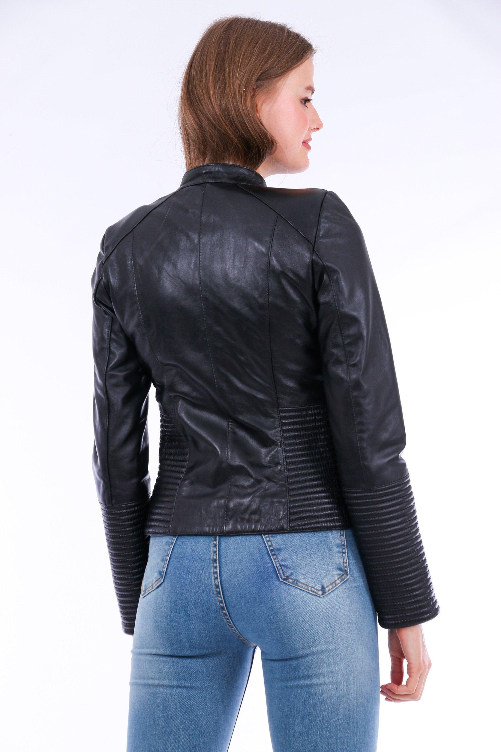 Ravenna Leather Biker Jacket - Black - VirtuousWares:Global